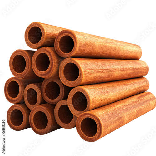 Stacked wooden tubes enhance design aesthetics