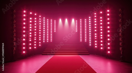 Red Carpet Stage with Pink Lights
