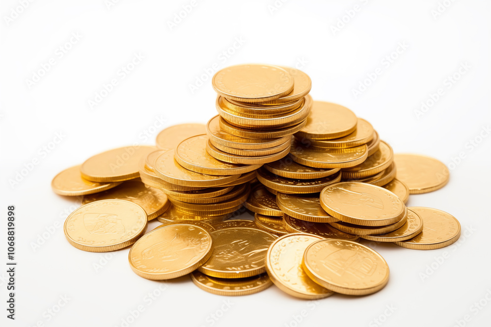 Gold coins stack on white background Gold coins stack on white background