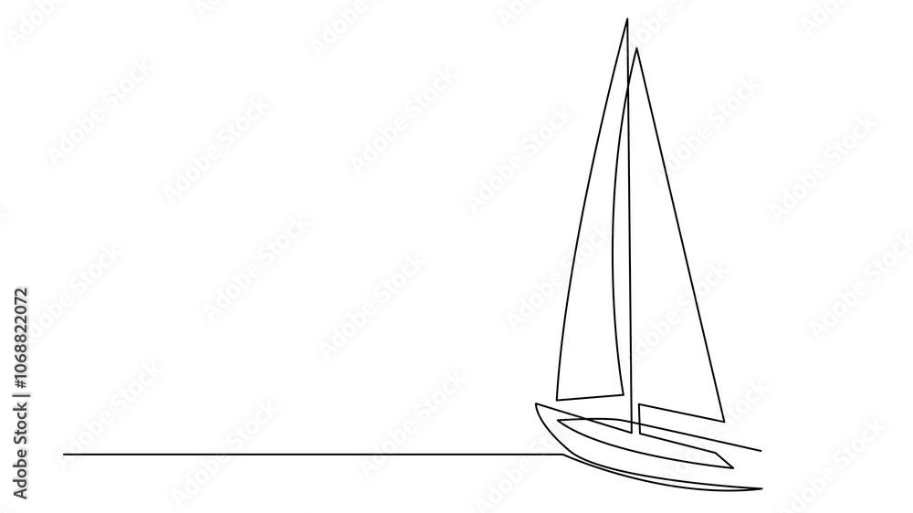 Single continuous line art sea boat icon. Yacht travel tourism concept silhouette symbol design. One sketch outline drawing vector illustration template
Single continuous line art sea boat icon. Yacht travel tourism concept silhouette symbol design. One sketch outline drawing vector illustration template