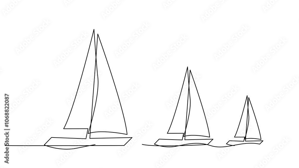 Single continuous line art sea boat icon. Yacht travel tourism concept silhouette symbol design. One sketch outline drawing vector illustration template
Single continuous line art sea boat icon. Yacht travel tourism concept silhouette symbol design. One sketch outline drawing vector illustration template