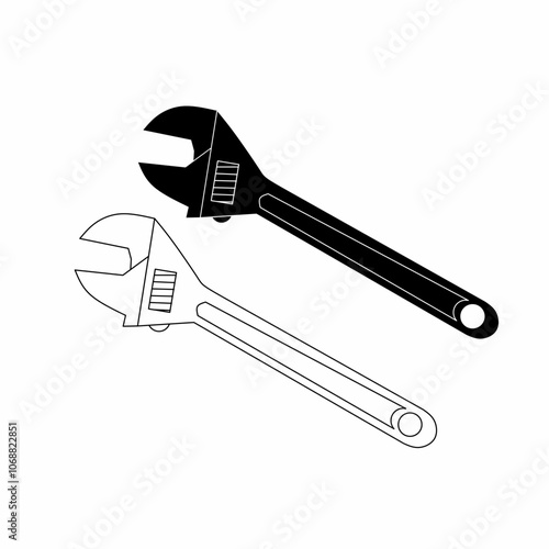 a set of wrench icons in black and white style. simple and minimalist design. wrench icon illustration. white background
