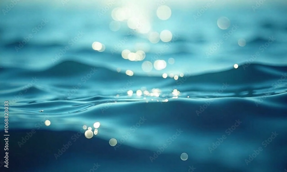 Ethereal blue water surface shimmering bokeh lights soft Ethereal blue water surface shimmering bokeh lights soft