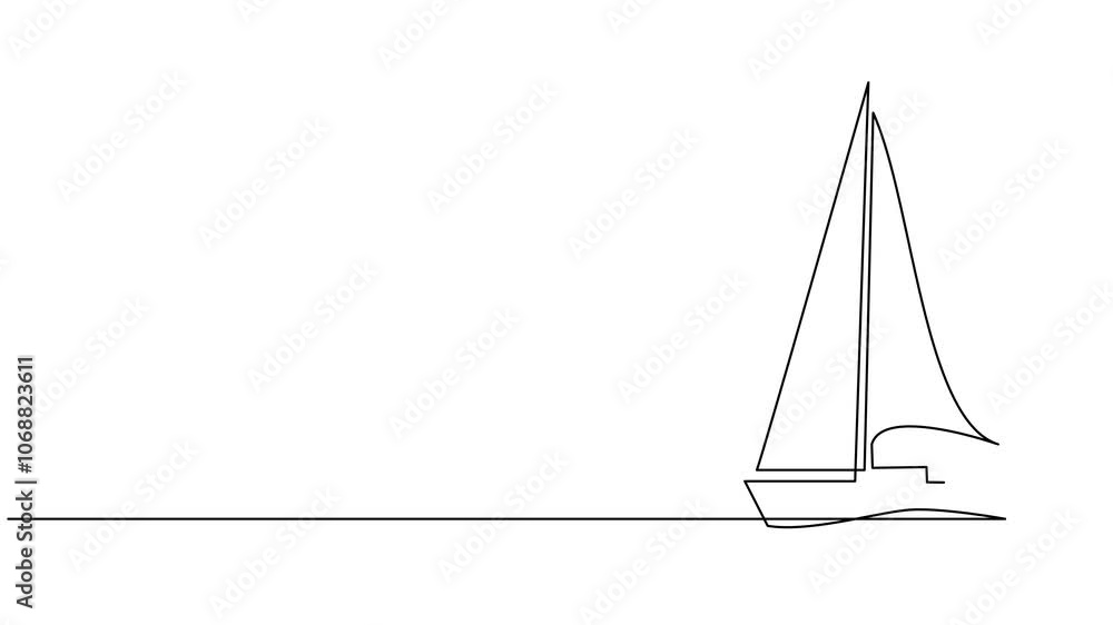 Single continuous line art sea boat icon. Yacht travel tourism concept silhouette symbol design. One sketch outline drawing vector illustration template
Single continuous line art sea boat icon. Yacht travel tourism concept silhouette symbol design. One sketch outline drawing vector illustration template
