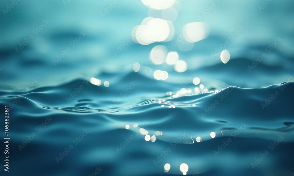Ethereal blue water surface shimmering bokeh lights soft Ethereal blue water surface shimmering bokeh lights soft