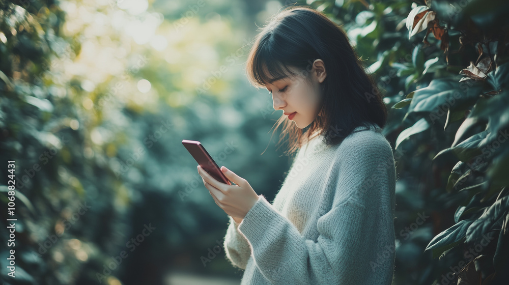 young lady using mobile phone young lady using mobile phone