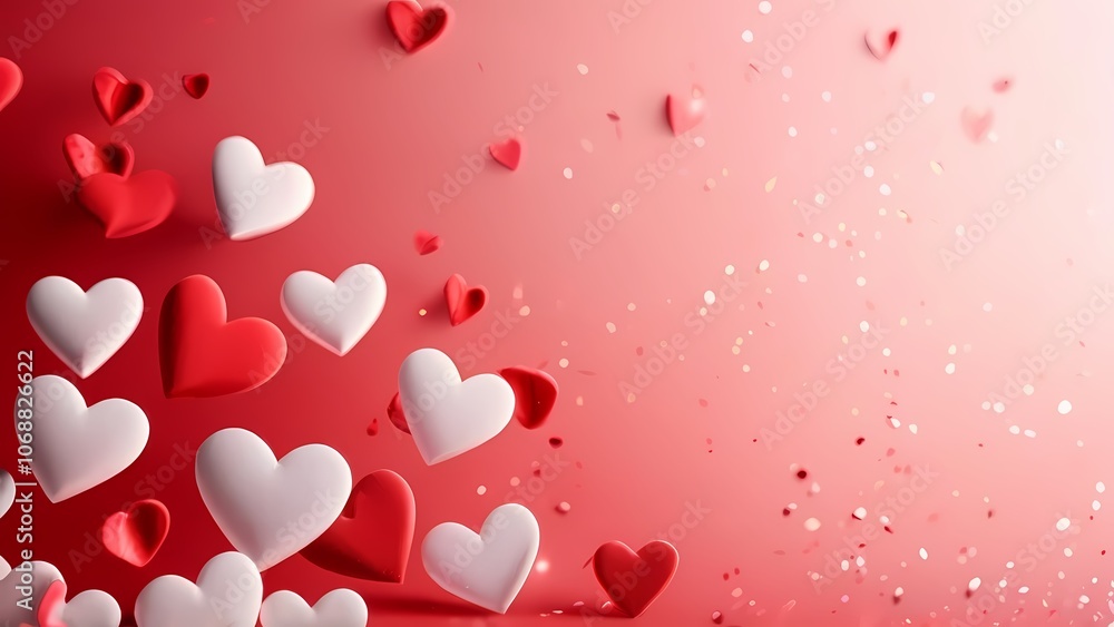 Classic Background for Valentine's Day: White and Red Hearts on a Pink Background Classic Background for Valentine's Day: White and Red Hearts on a Pink Background