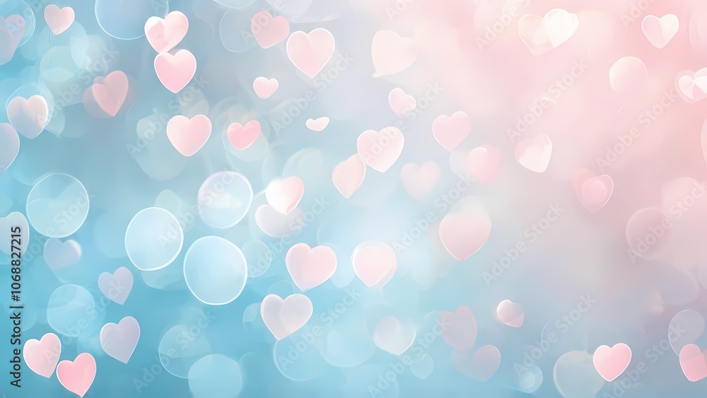 Tender and Romantic Valentine's Day Background with Pastel Pink and Blue Colors and Hearts Tender and Romantic Valentine's Day Background with Pastel Pink and Blue Colors and Hearts