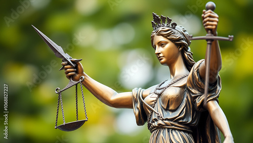 A statue of Lady Justice holding a sword, symbolizing fairness and justice photo