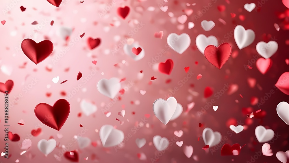 Classic Valentine's Day Background: Red and White Hearts on a Red Background Classic Valentine's Day Background: Red and White Hearts on a Red Background