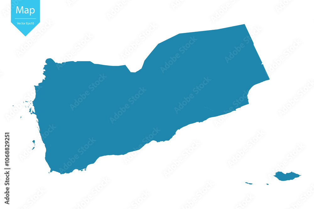 Fototapeta premium Abstract - High Detailed blue Map of Yemen isolated on white background. for your web site design map logo, app, Travel. Vector illustration eps10.