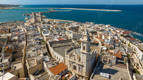 Obraz na plátně Aerial view of the church of San Pietro Apostolo located in the old town of Molfetta, in the province of Bari, Puglia, Italy