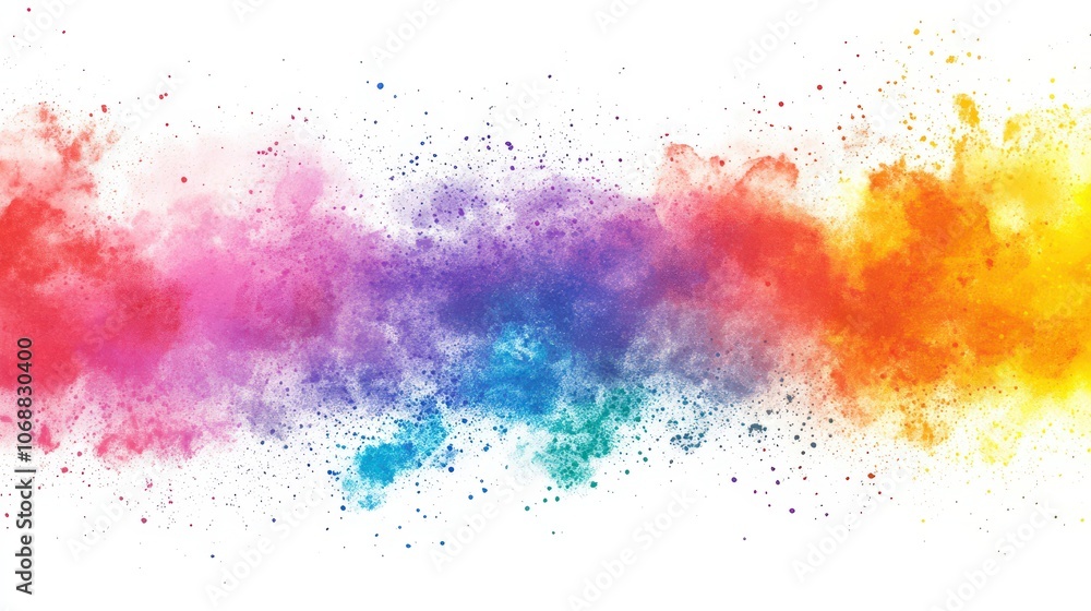 Colorful explosion of vibrant powdered pigments in rainbow hues, creating an abstract and energetic background with a burst of color, perfect for festive and creative designs Colorful explosion of vibrant powdered pigments in rainbow hues, creating an abstract and energetic background with a burst of color, perfect for festive and creative designs