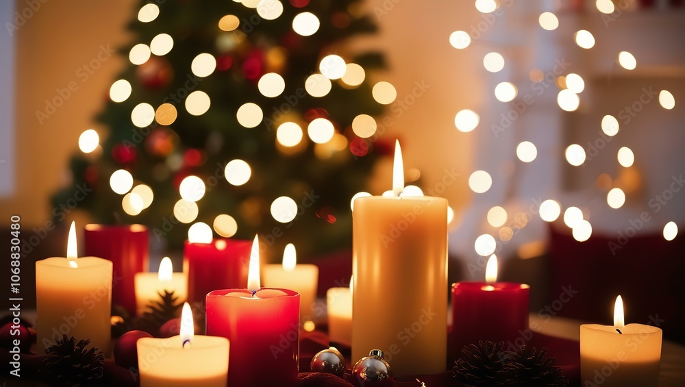 Candles and Christmas Lights | Christmas Candles and Ornaments | Cozy Christmas Atmosphere | Warm Candlelight on Christmas Eve | Festive Candlelit Scene Candles and Christmas Lights | Christmas Candles and Ornaments | Cozy Christmas Atmosphere | Warm Candlelight on Christmas Eve | Festive Candlelit Scene