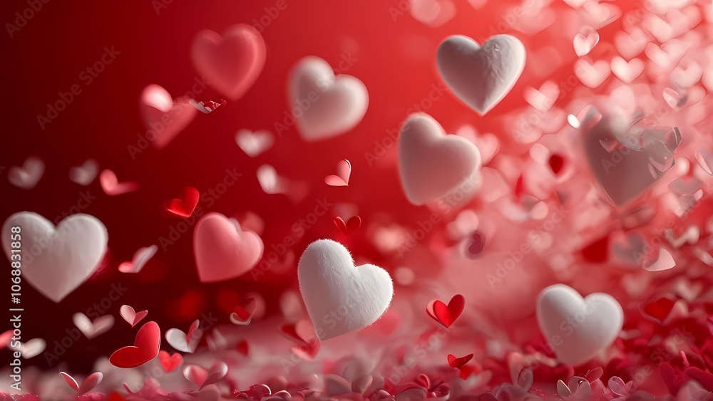 Classic Valentine's Day Background: Red and White Hearts on a Red Background Classic Valentine's Day Background: Red and White Hearts on a Red Background