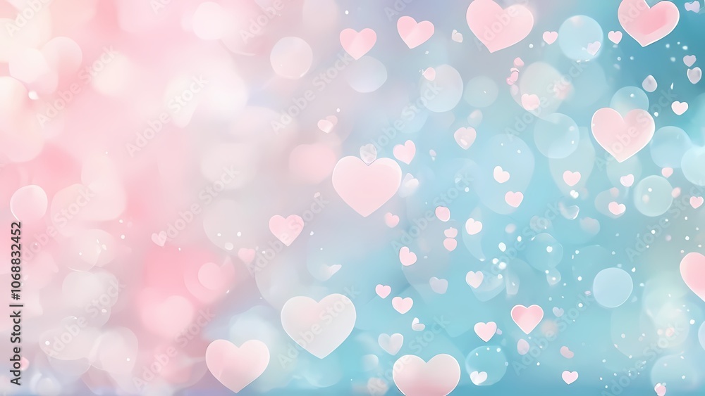 Tender and Romantic Valentine's Day Background with Pastel Pink and Blue Colors and Hearts Tender and Romantic Valentine's Day Background with Pastel Pink and Blue Colors and Hearts
