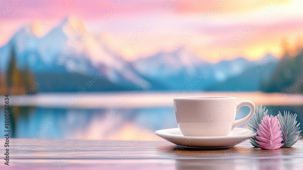 Scenic morning coffee view of mountains Embrace cozy tranquility and calm reflection in nature's serenity, bask in peaceful moments, and unwind amidst beautiful landscapes and horizons Scenic morning coffee view of mountains Embrace cozy tranquility and calm reflection in nature's serenity, bask in peaceful moments, and unwind amidst beautiful landscapes and horizons