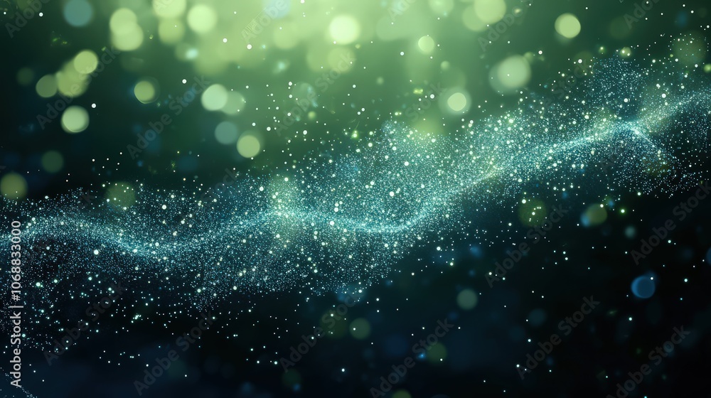 Mesmerizing green waves of glowing particles creating an enchanting abstract background with luminous energy and natural elegance, ideal for serene and mystical design themes Mesmerizing green waves of glowing particles creating an enchanting abstract background with luminous energy and natural elegance, ideal for serene and mystical design themes