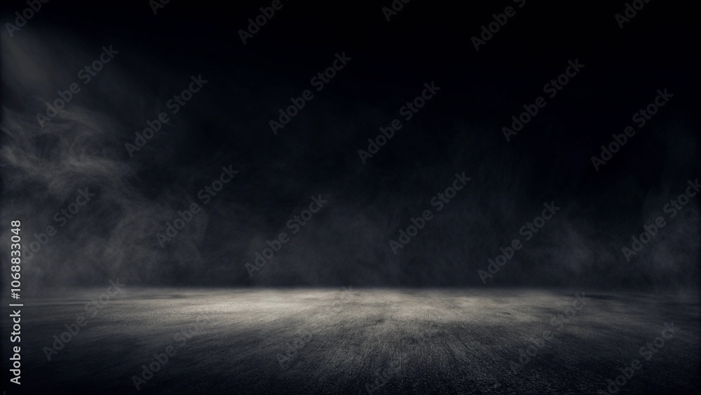 An empty studio room with a grunge concrete floor, smoke billowing from the walls, creating a mysterious atmosphere. An empty studio room with a grunge concrete floor, smoke billowing from the walls, creating a mysterious atmosphere.