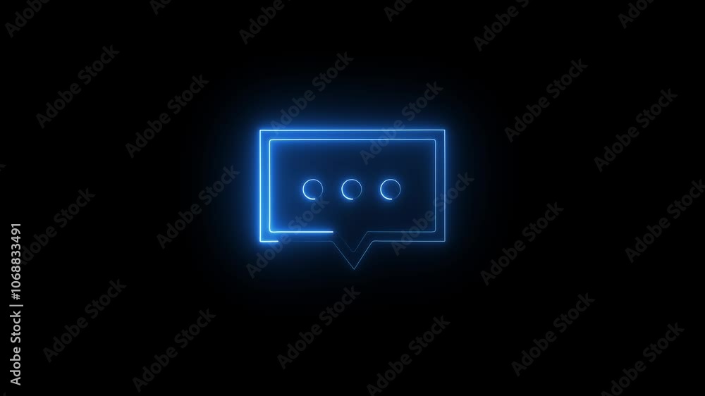glowing neon message box icon concept animation text message chat notice notification animated on black background. neon dot. technology video. glowing neon message box icon concept animation text message chat notice notification animated on black background. neon dot. technology video.