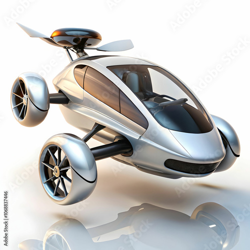 a future flying car with white backgroug photo