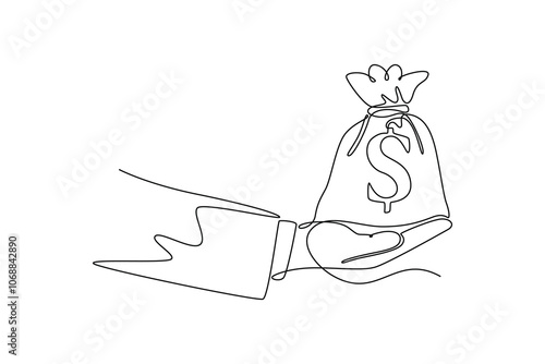 Budget concept. Single line draw design vector graphic illustration.