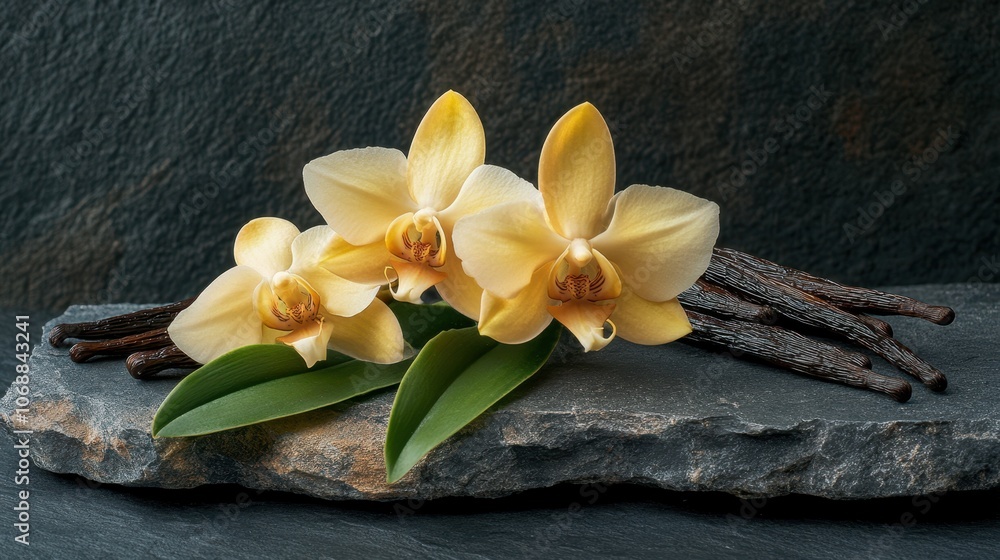 Fototapeta premium The Elegant Yellow Orchid Arrangement