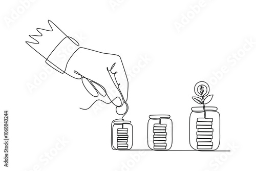 Budget concept. Single line draw design vector graphic illustration.