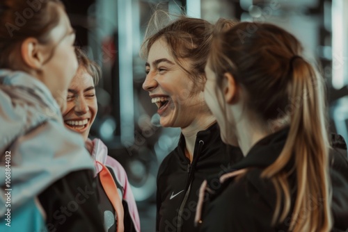 Candid group of women laughing after gym workout