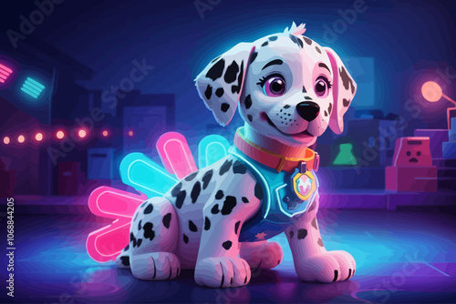 Marshall is a Dalmatian puppy pawpatrol illustration cartoon