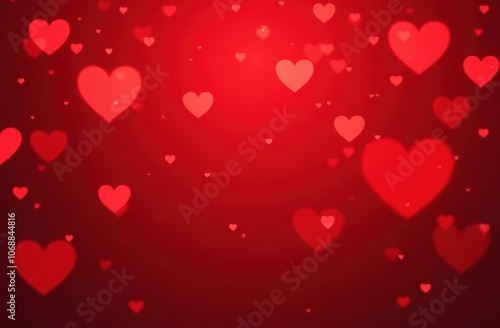 Red Hearts Abstract Background, Valentine's Day Banner 