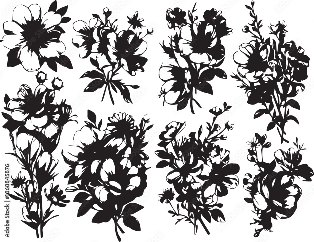 Set Flowers. Hand drawn vector illustration Set Flowers. Hand drawn vector illustration