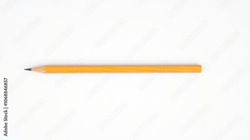 A single pencil lies horizontally on a pristine white surface, its wooden body and metal tip visible in detail, white background, pencil, graphite A single pencil lies horizontally on a pristine white surface, its wooden body and metal tip visible in detail, white background, pencil, graphite