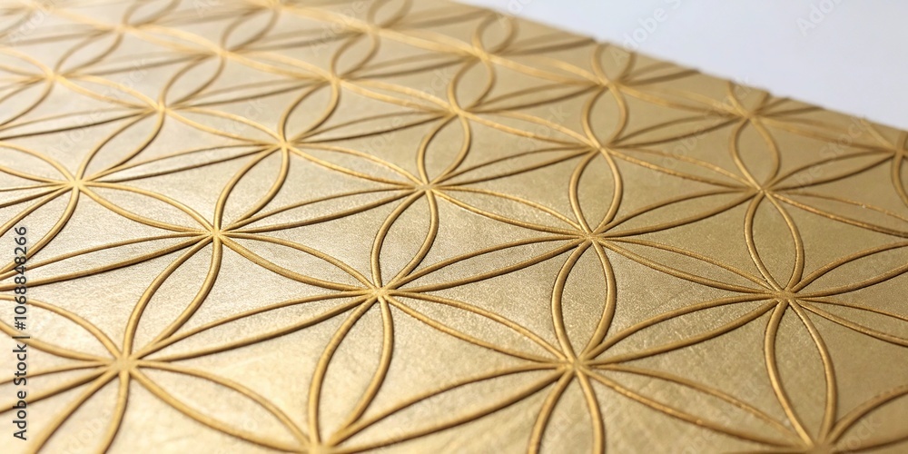 Naklejka premium Gold leaf pattern featuring interlocking triangles, artistic patterns, elegant look