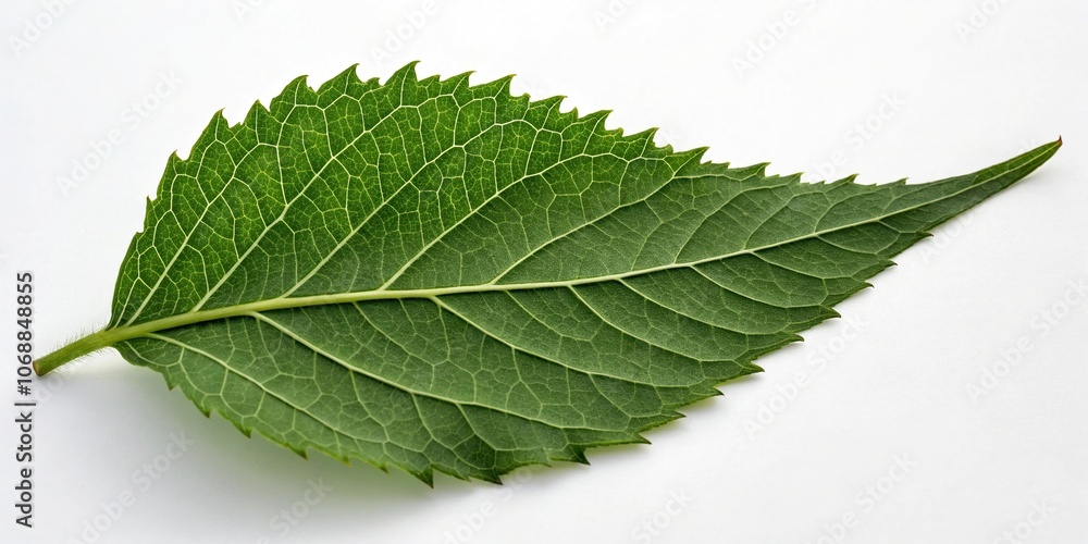 Obraz premium Leaf shape resembling a wavy curve with irregular edges and pointed tips, verdant landscapes, tropical forest foliage
