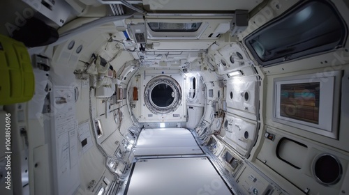 Fototapeta Naklejka Na Ścianę i Meble -  Microgravity research conducted in space stations, exploring the effects