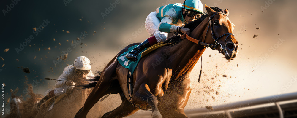 Fototapeta premium Thrilling Moments in Horse Racing Glory