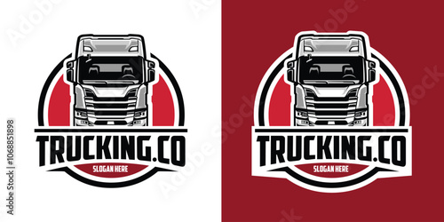 Trucking Company Logo Emblem Vector Isolated. Template Set Sticker Vector
