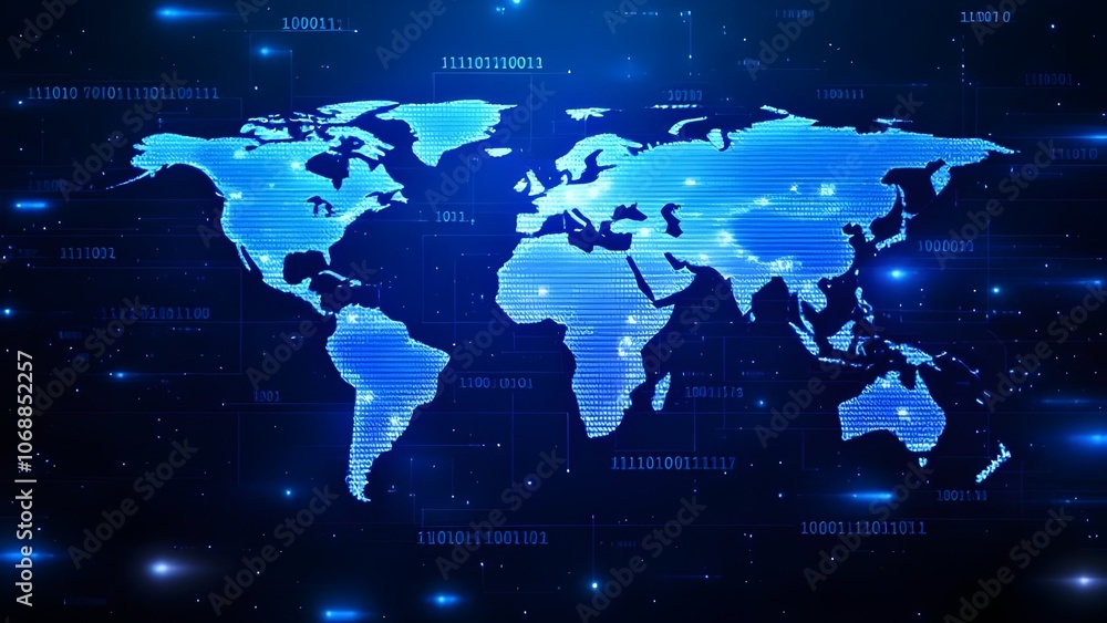 Digital world map global network digital technology background cybersecurity for network Digital world map global network digital technology background cybersecurity for network
