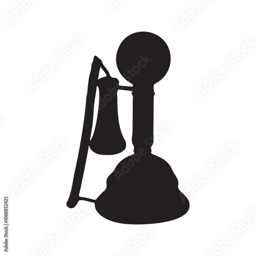 Classic Wooden Vintage Rotary Candlestick Phone Silhouette Vector Illustration