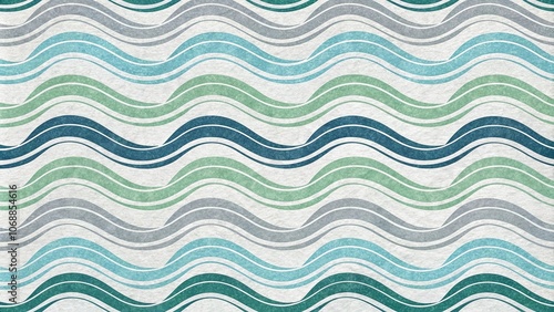 Oceanic texture seamless pattern with wavy lines in various shades of blue and green on a light gray background, oceanic texture, underwater atmosphere