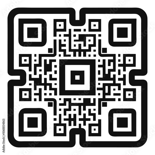 detailed vector illustration of a digital sample QR code, tag for smartphone and information scanning, and QR scanner for mobile app outline and icon.