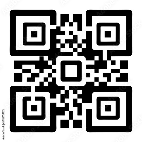 Vector illustration of a digital sample QR code, tag for smartphone scanning, information scanning, QR scanner icon, and outline for mobile app.