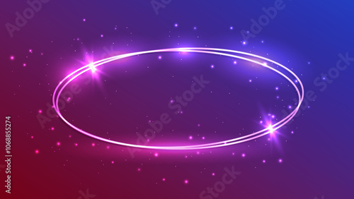 Neon double oval frame with shining effects