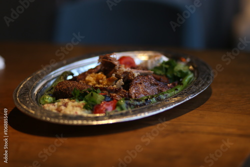 Elegant Presentation of Lamb Tandır, Traditional Turkish Dish, Food Photography photo