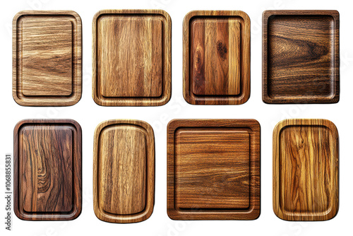 Set of Wooden Cutting Boards  Kitchen Accessories  Rustic  Natural  Brown  Square  Rectang  on transparent background photo