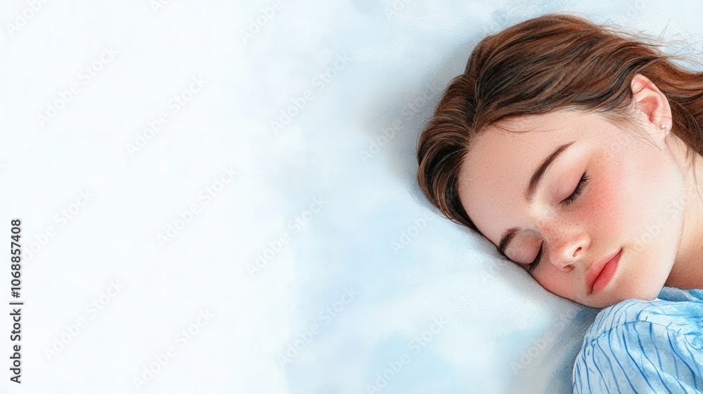 Young Woman Peacefully Enjoys a Moment of Restful Sleep Young Woman Peacefully Enjoys a Moment of Restful Sleep