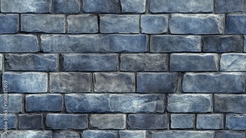 The texture of a blue brick wall. The background is made of a stone wall. seamless pattern photo