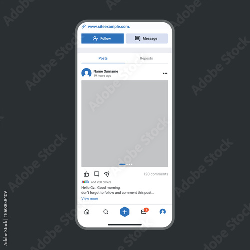Social Media Profile Mockup: Profile Page and Post Template