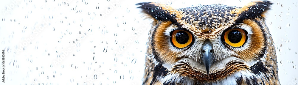 Wise Owl Watching Raindrops from a Window Wise Owl Watching Raindrops from a Window
